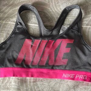 Nike Women's Gray and Pink Sports Bra